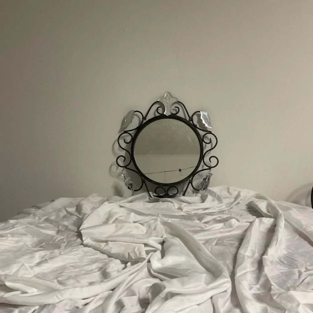 Vintage Mirror Candle Holder Round Petina Black authentic rustic